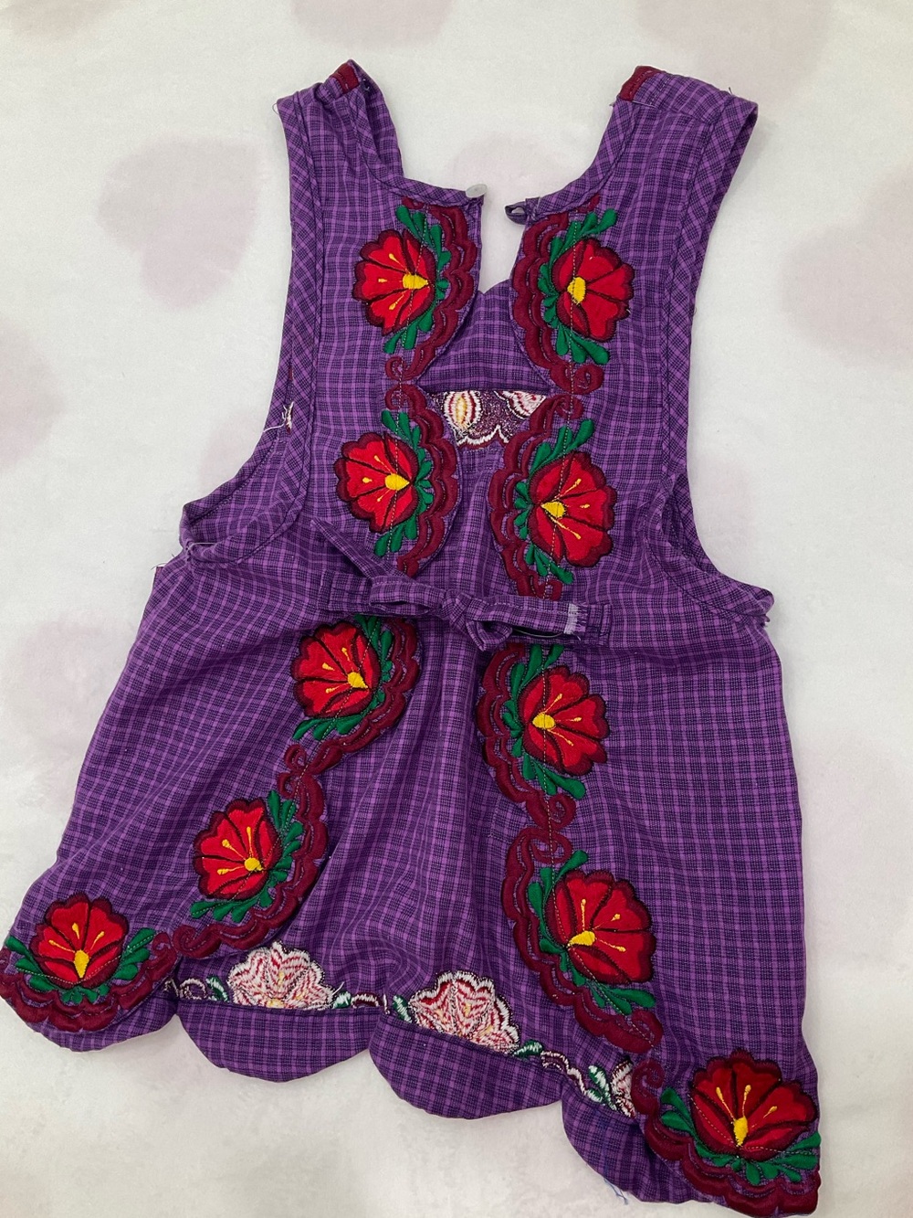 Purple Embroidered Floral Pinafore Dress - Picture 2 of 4